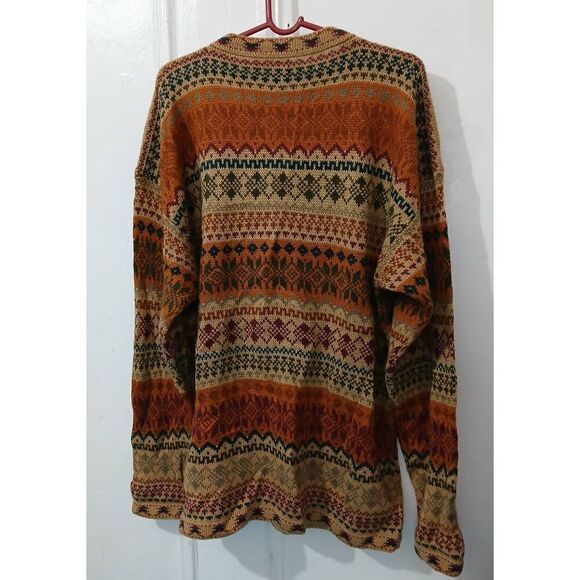 Kessler womensXXL large PERUVIAN ALPACA wool cottagecore sweater button rust tan - Picture 5 of 8